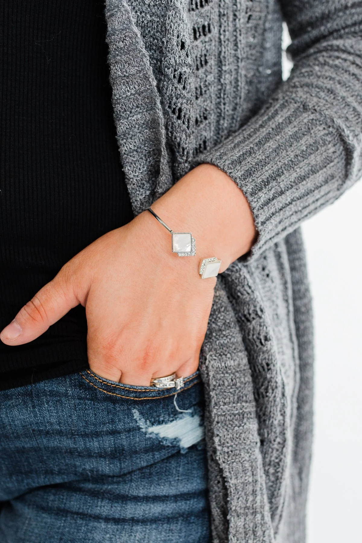 Single Adjustable Bracelet- Silver & Iridescent - Image 3