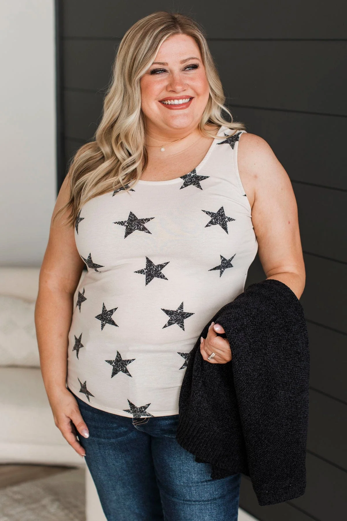 Sleep Under The Stars Tank Top- Natural & Black - Image 2