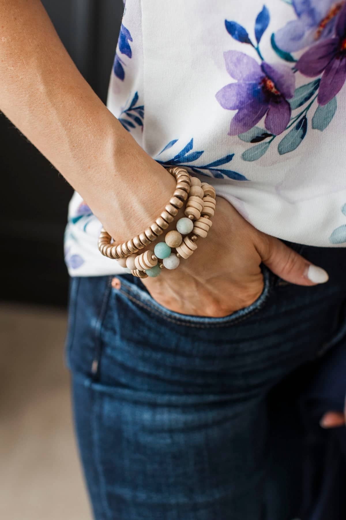 Slight Obsession Beaded Bracelet Set- Mint