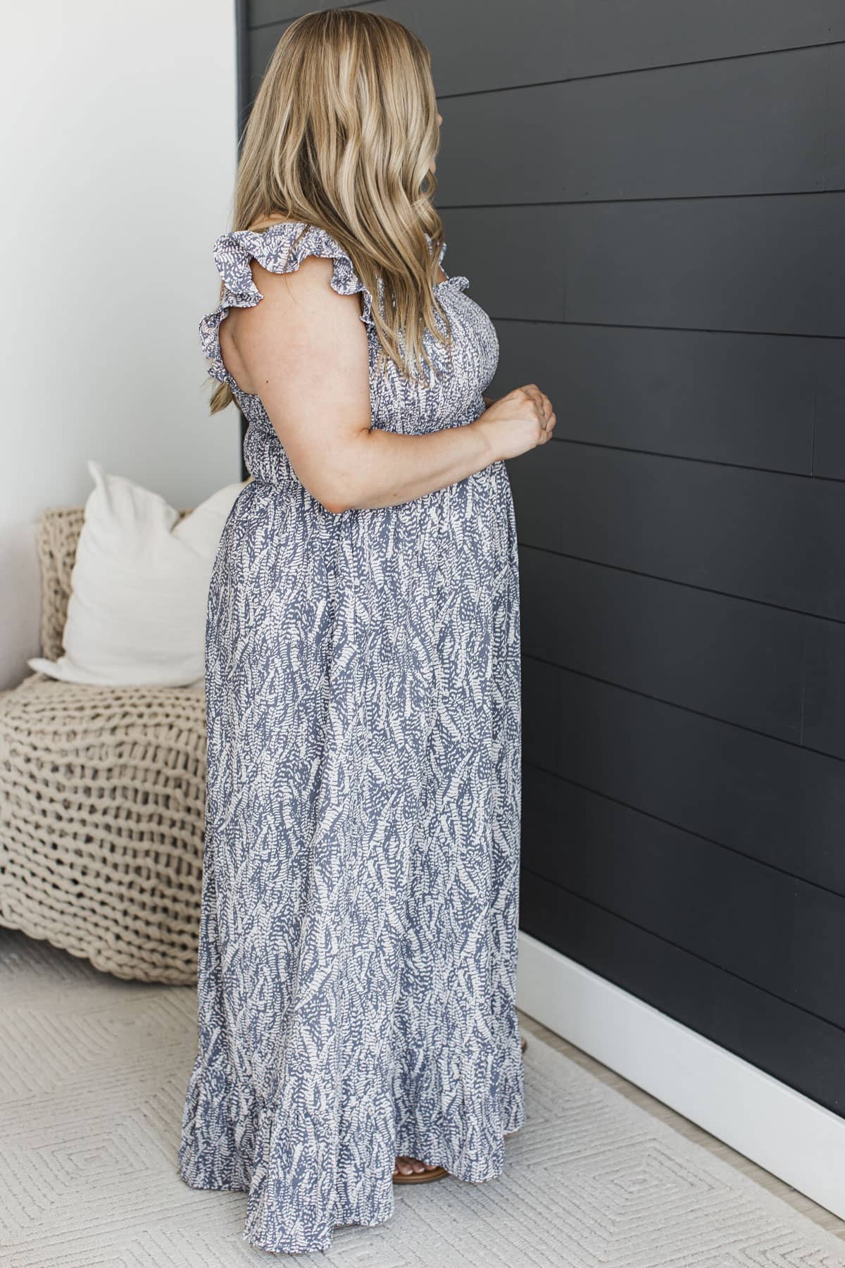 Slow Dancing Tonight Smocked Maxi Dress- Slate Blue - Image 6