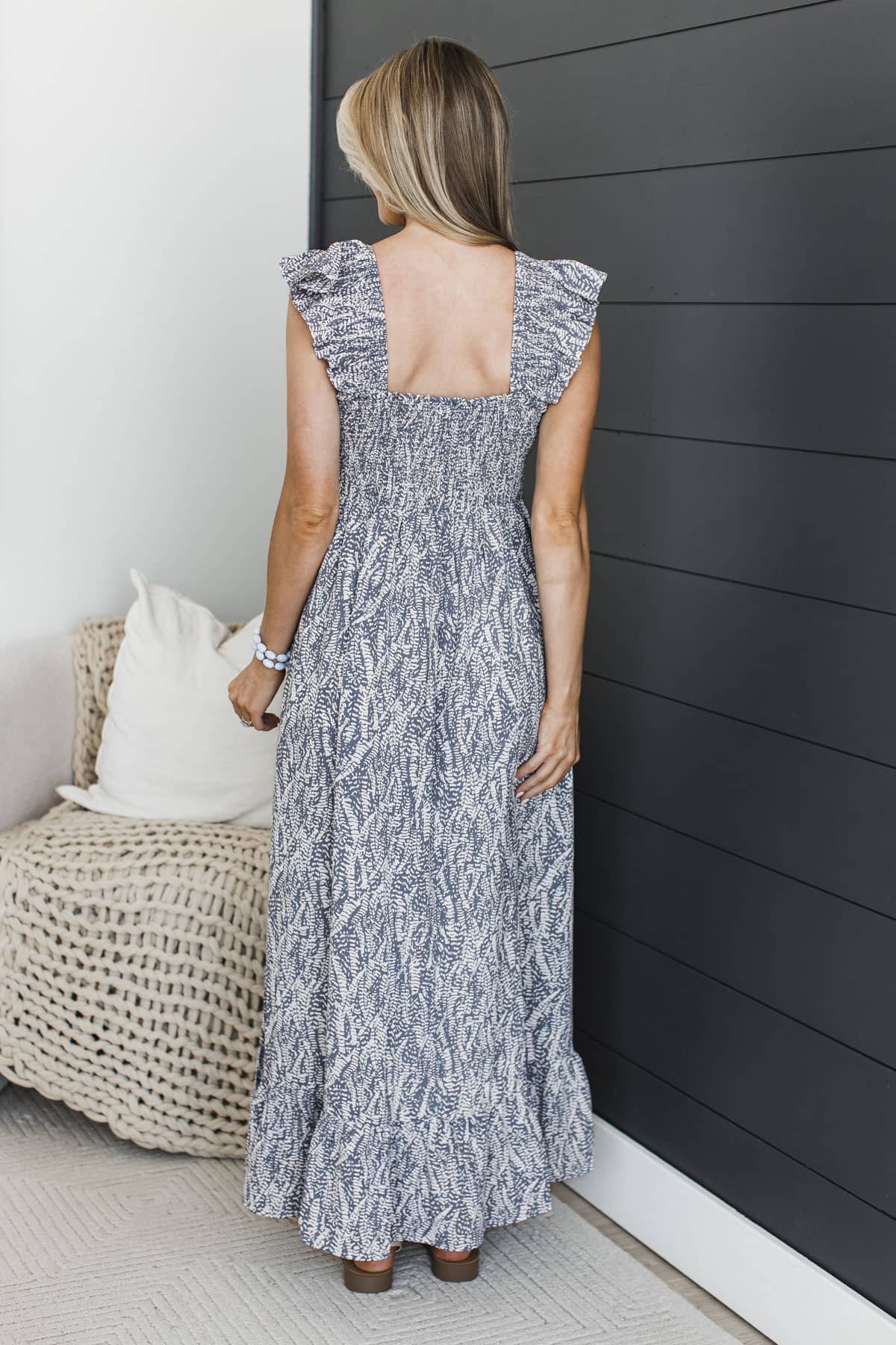 Slow Dancing Tonight Smocked Maxi Dress- Slate Blue - Image 7