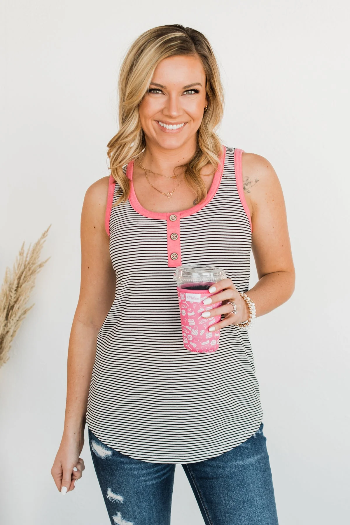 Slowing Down Time Striped Tank Top- Black & Ivory - Image 5