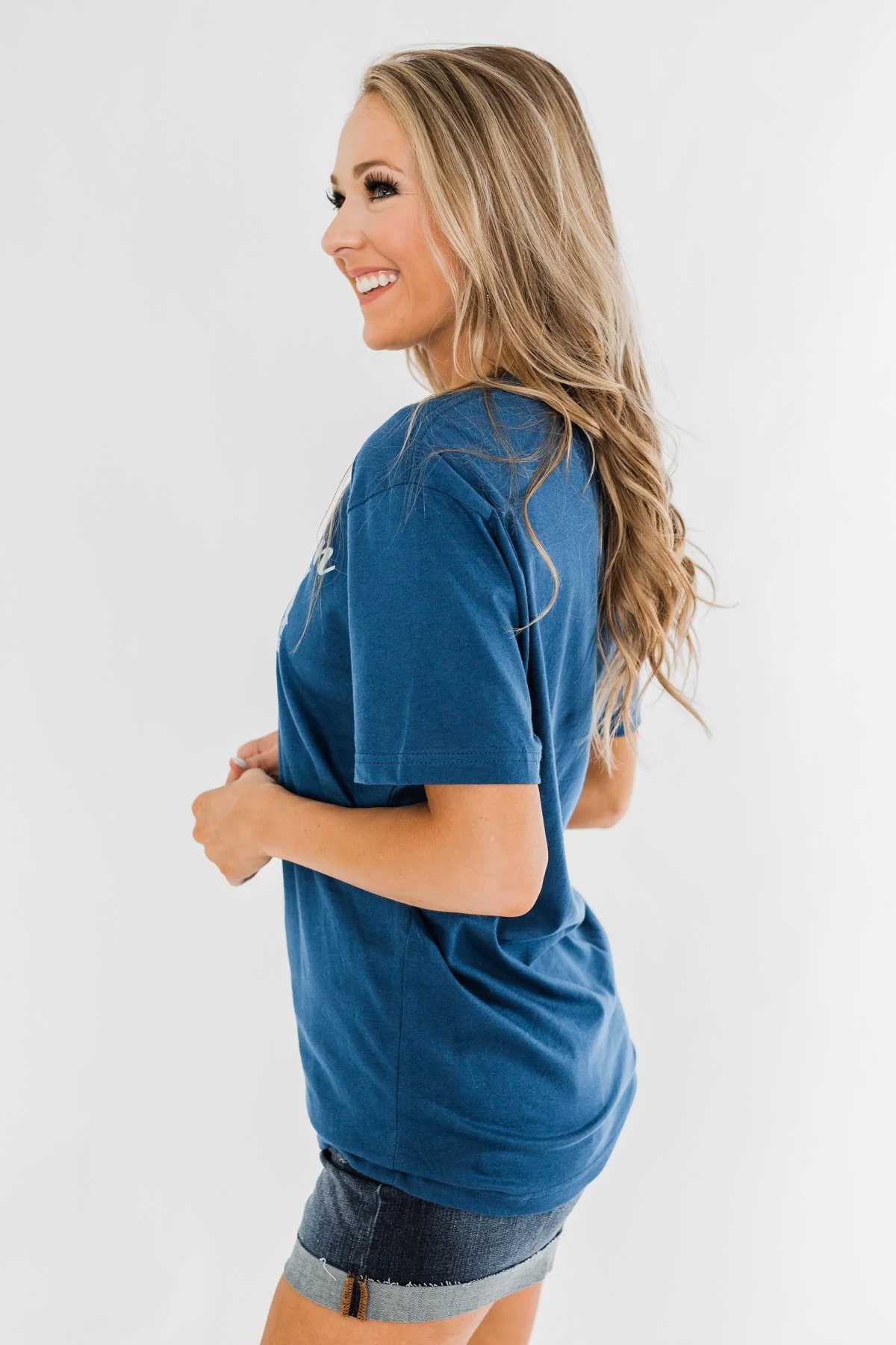 "Small Town USA" Graphic Tee- Soft Navy - Image 9