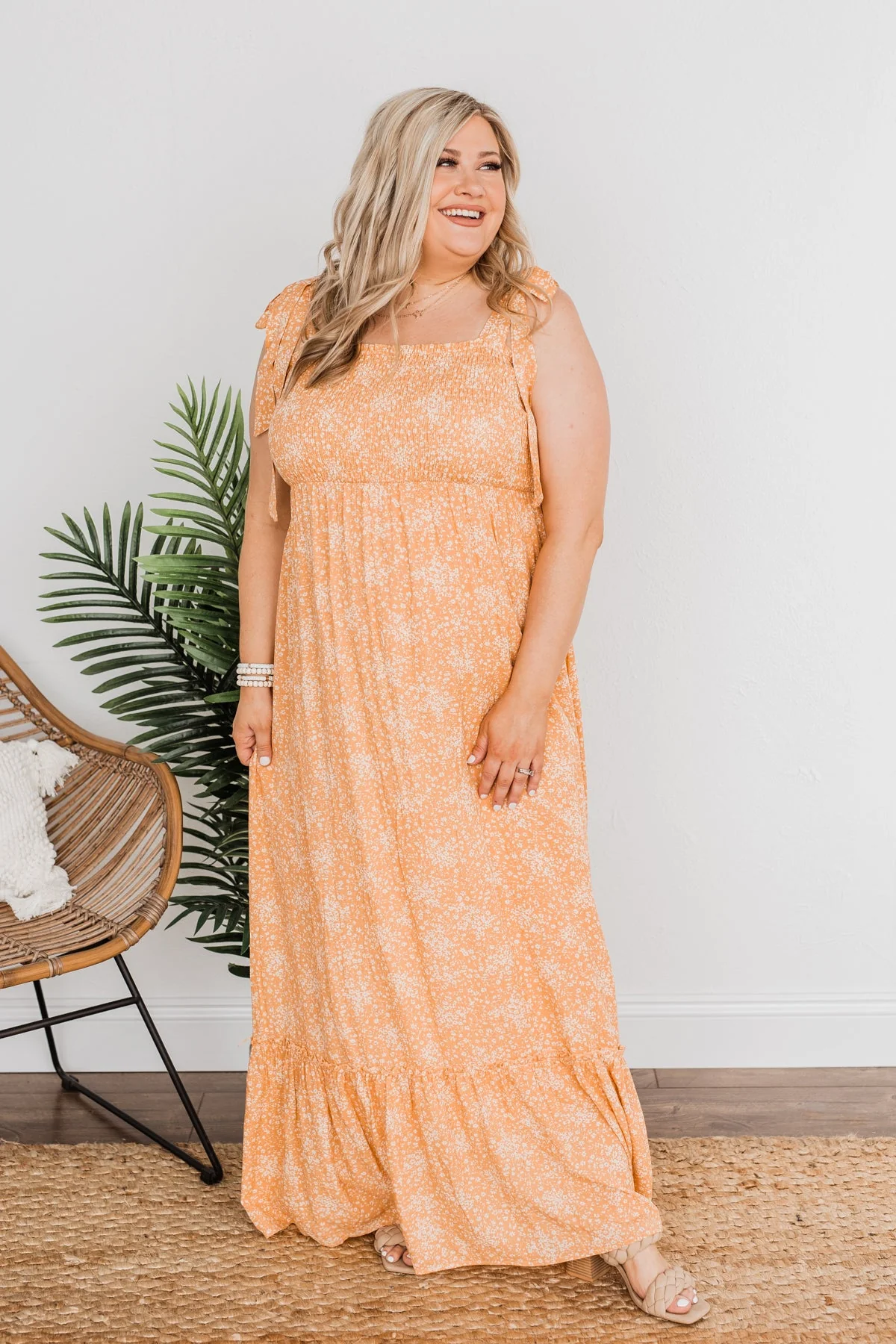 Smell The Hibiscus Floral Maxi Dress- Orange - Image 10