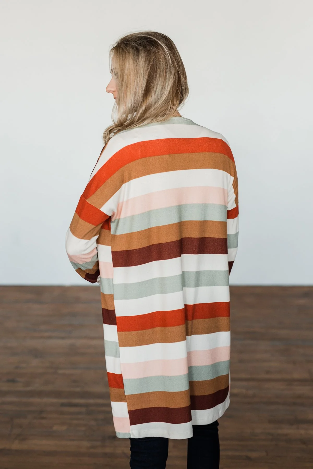 Smells Like Cider Striped Cardigan- Cream, Camel, Rust, & Sage - Image 10