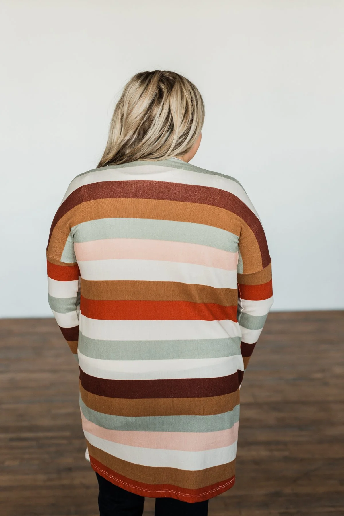 Smells Like Cider Striped Cardigan- Cream, Camel, Rust, & Sage - Image 11