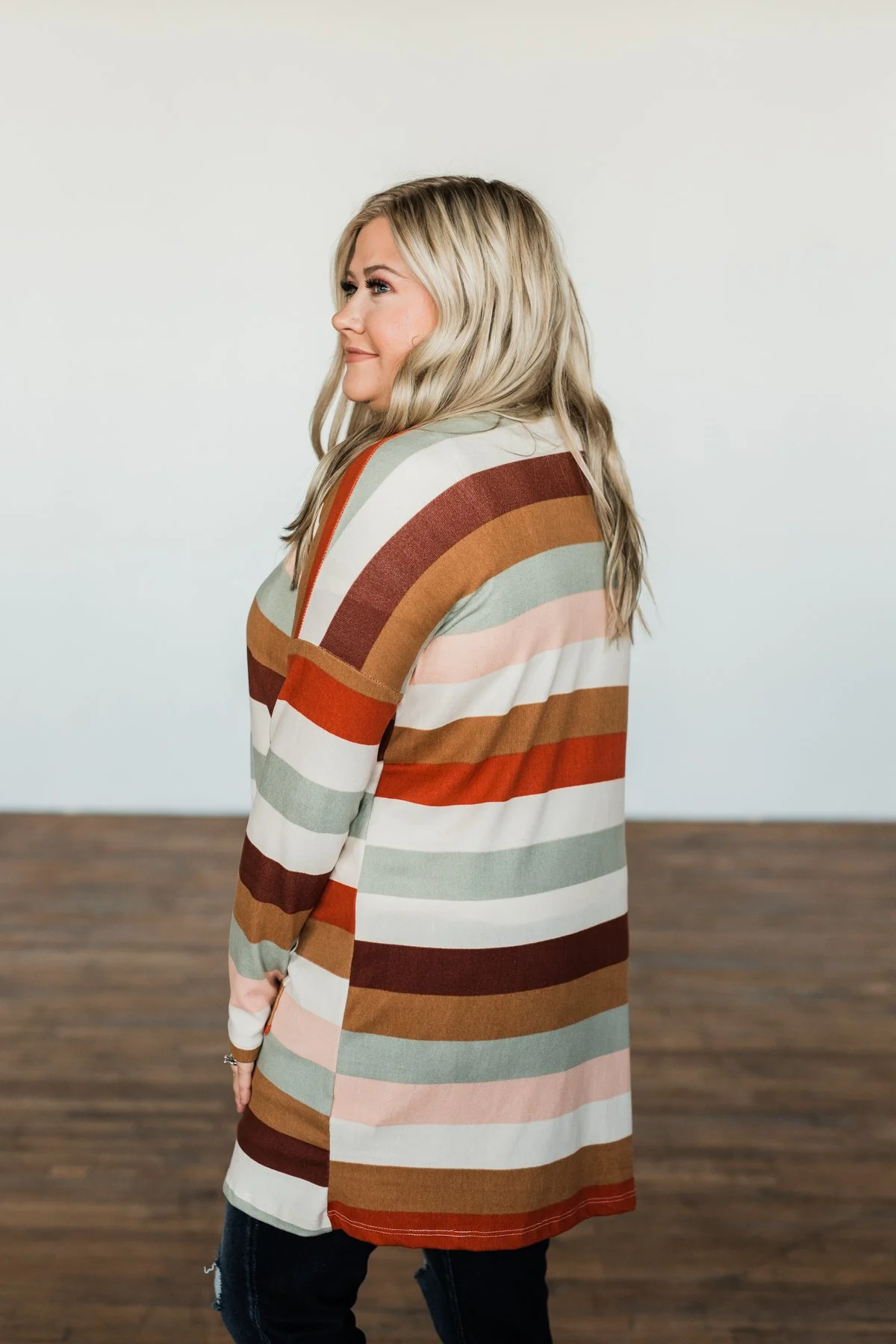 Smells Like Cider Striped Cardigan- Cream, Camel, Rust, & Sage - Image 9
