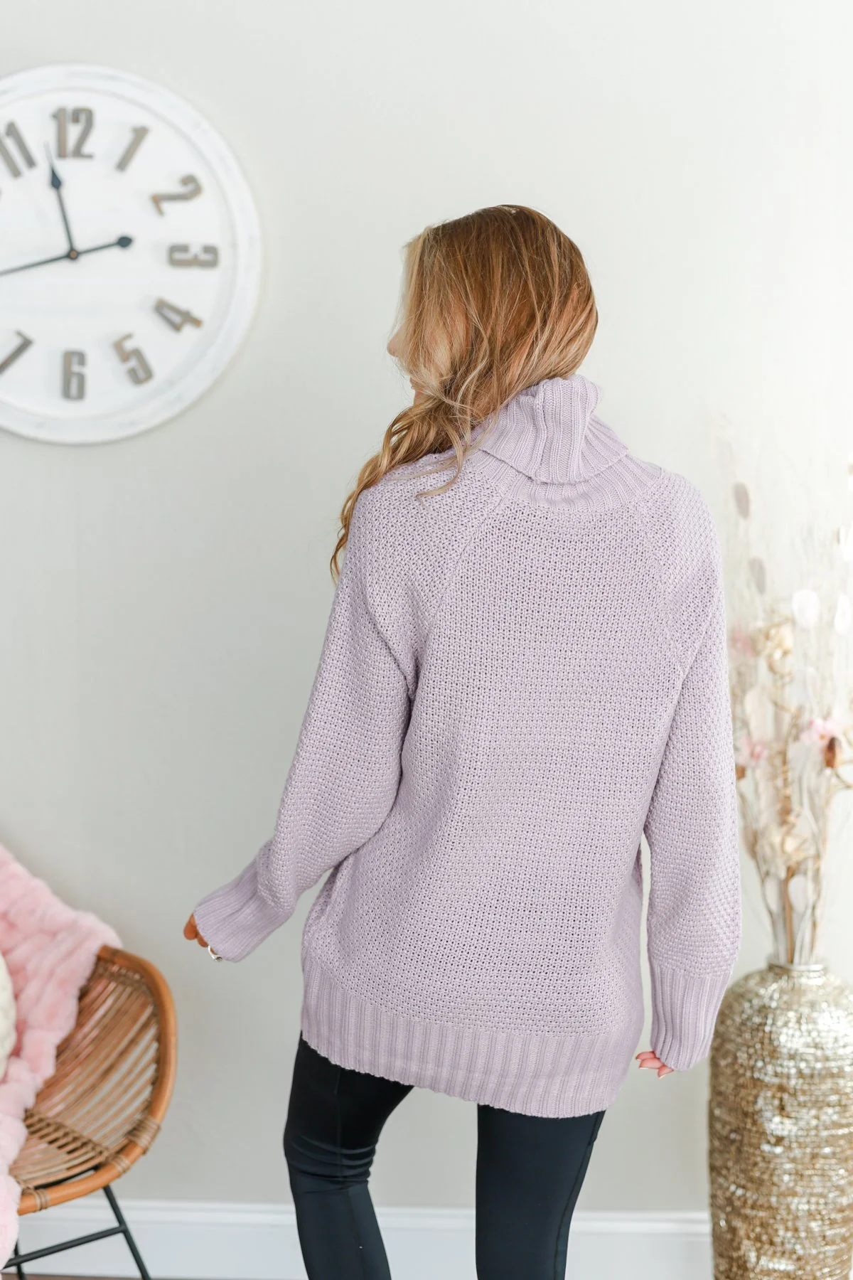 Smells Like Snow Knit Turtleneck Sweater- Lavender - Image 11