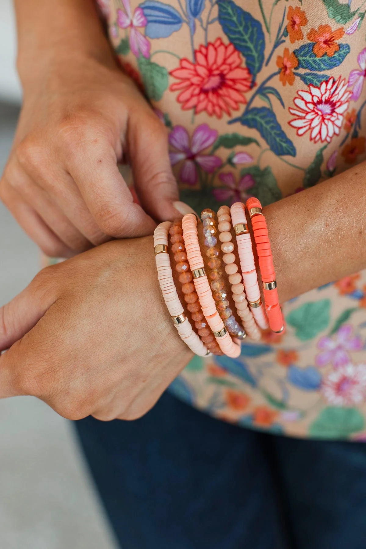 Smile At Me Stackable Bracelet Set- Peach