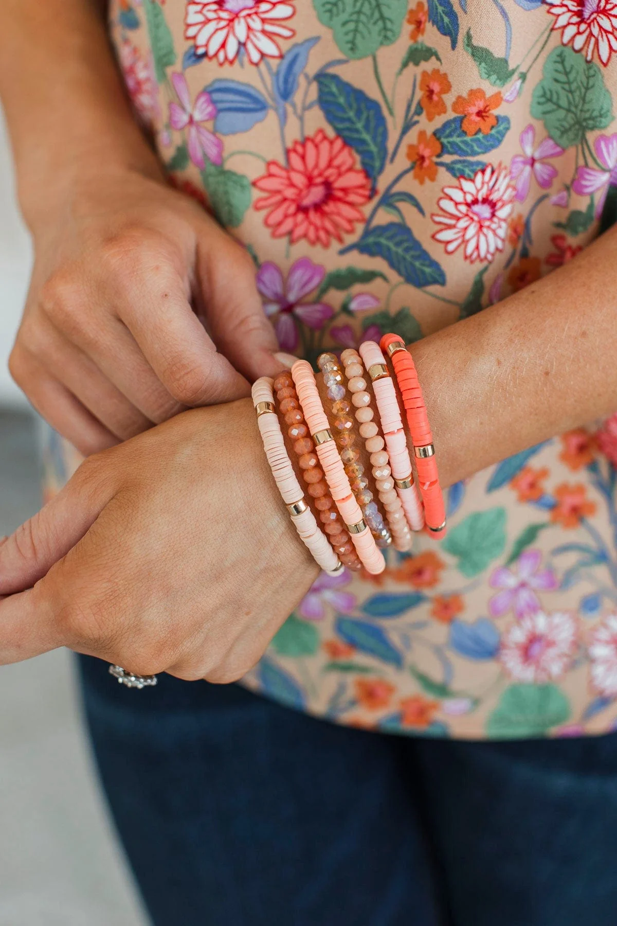 Smile At Me Stackable Bracelet Set- Peach - Image 2