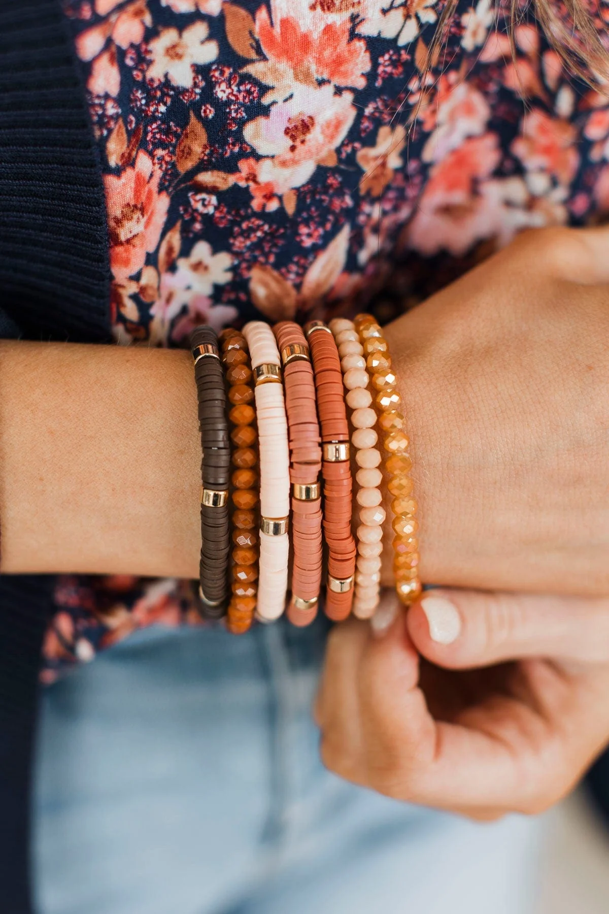 Smile At Me Stackable Bracelet Set- Terracotta