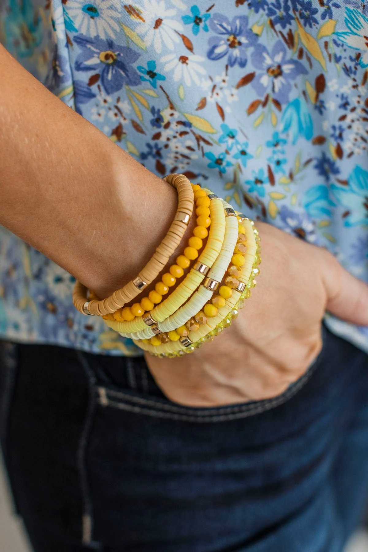 Smile At Me Stackable Bracelet Set- Yellow