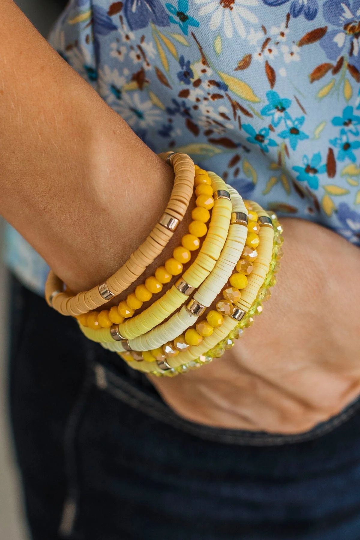 Smile At Me Stackable Bracelet Set- Yellow - Image 2