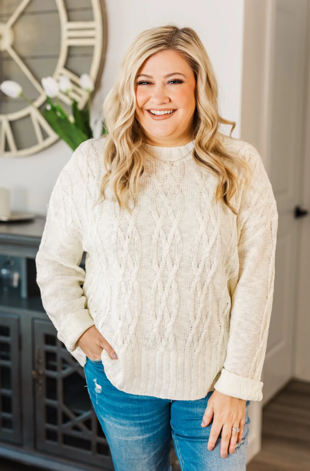 Smile For Me Knit Sweater- Ivory - Image 4