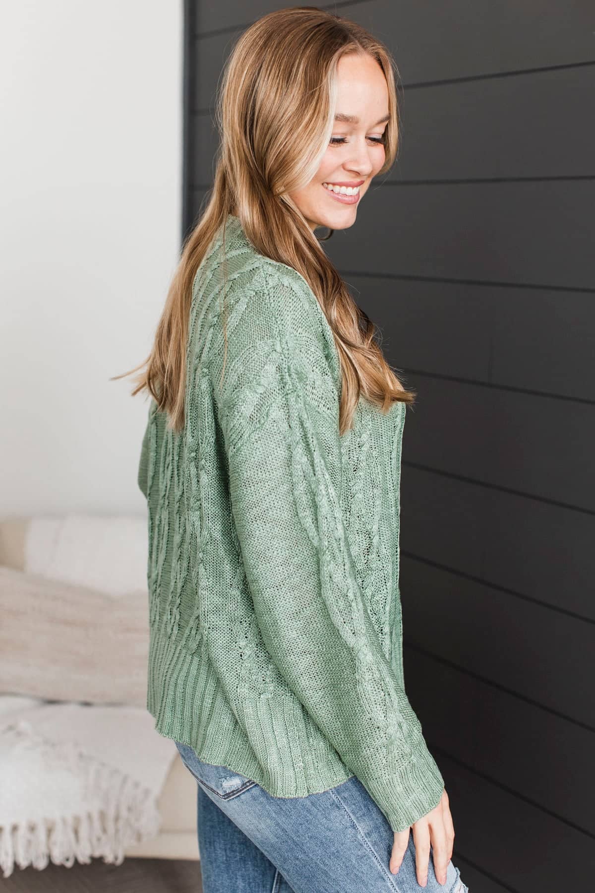 Smile For Me Knit Sweater- Sage - Image 5