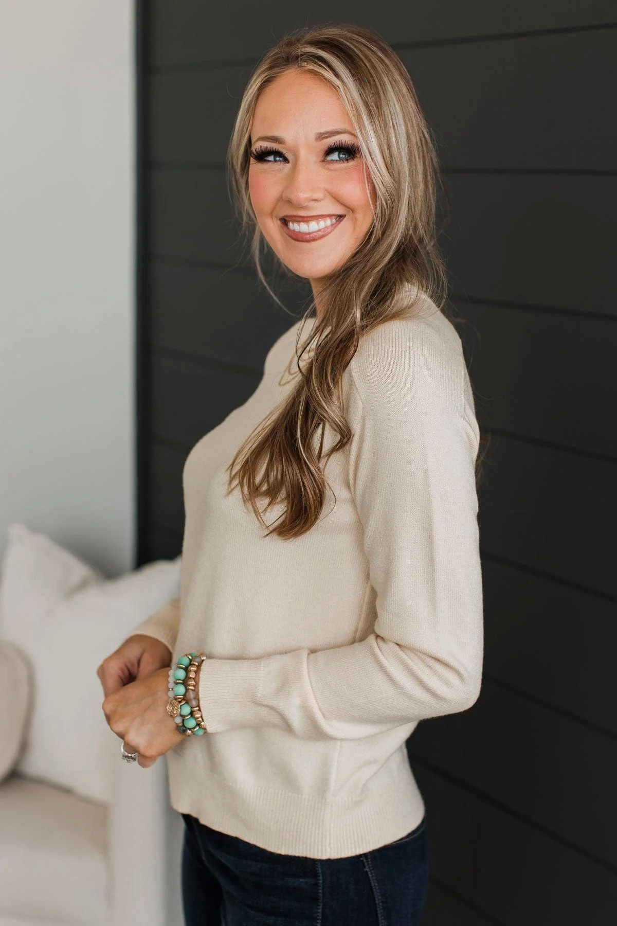 Smiles On Repeat Knit Sweater- Cream - Image 7
