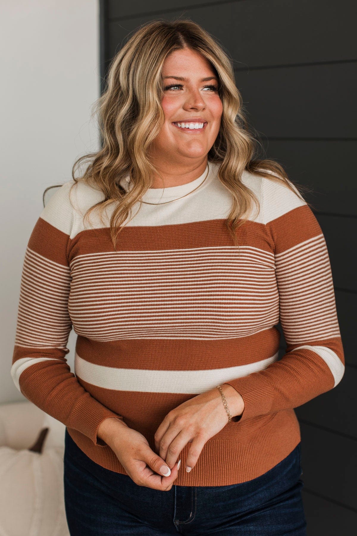 Smitten With You Color Block Sweater- Copper - Image 2
