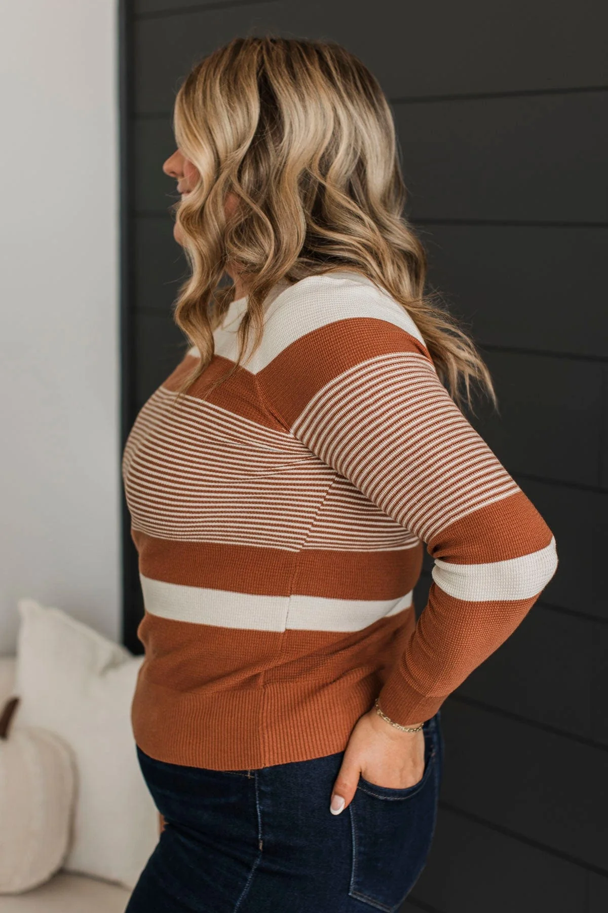 Smitten With You Color Block Sweater- Copper - Image 6