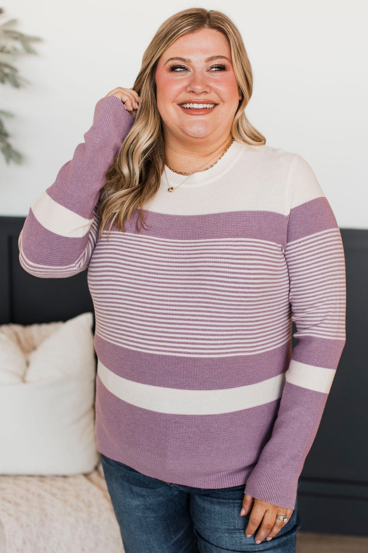 Smitten With You Color Block Sweater- Lavender - Image 4