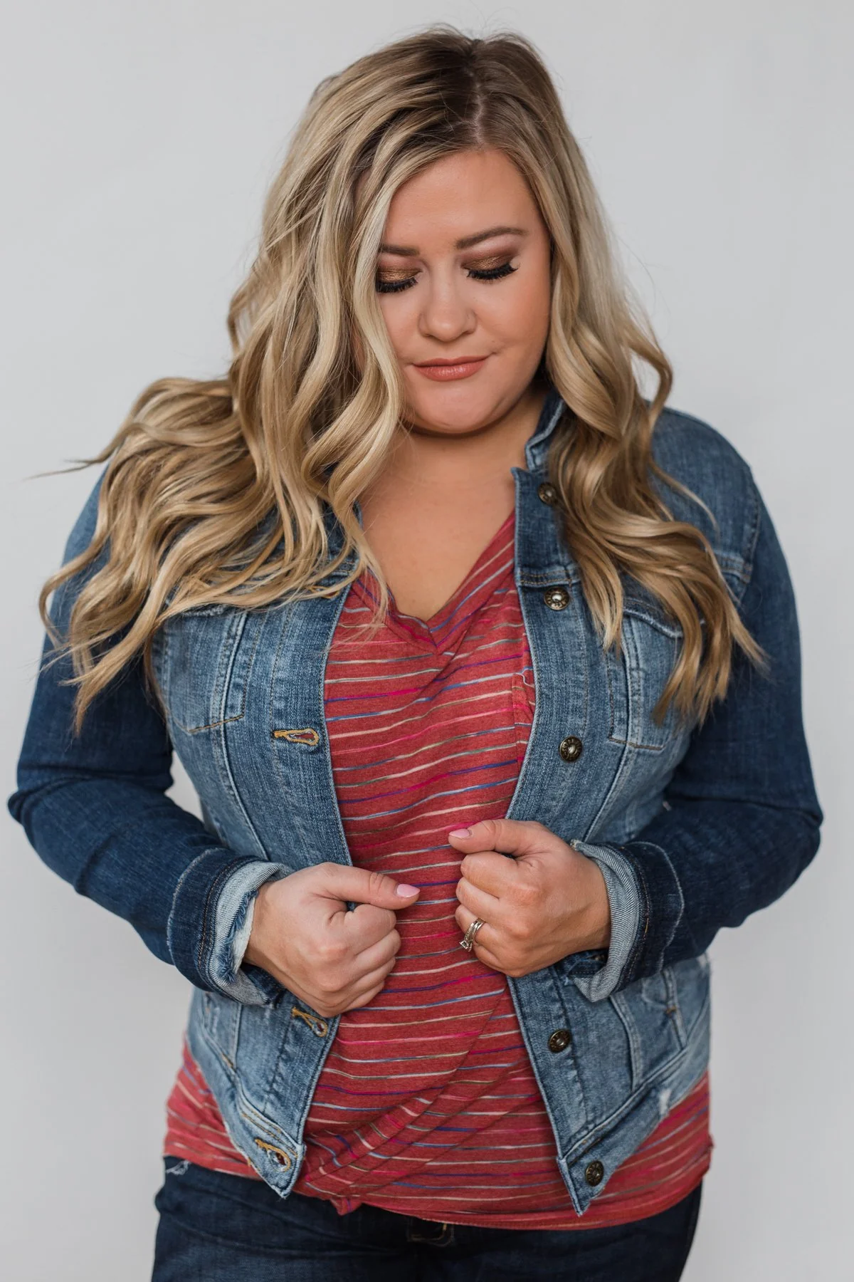 Sneak Peek Distressed Denim Jacket - Medium Wash - Image 10