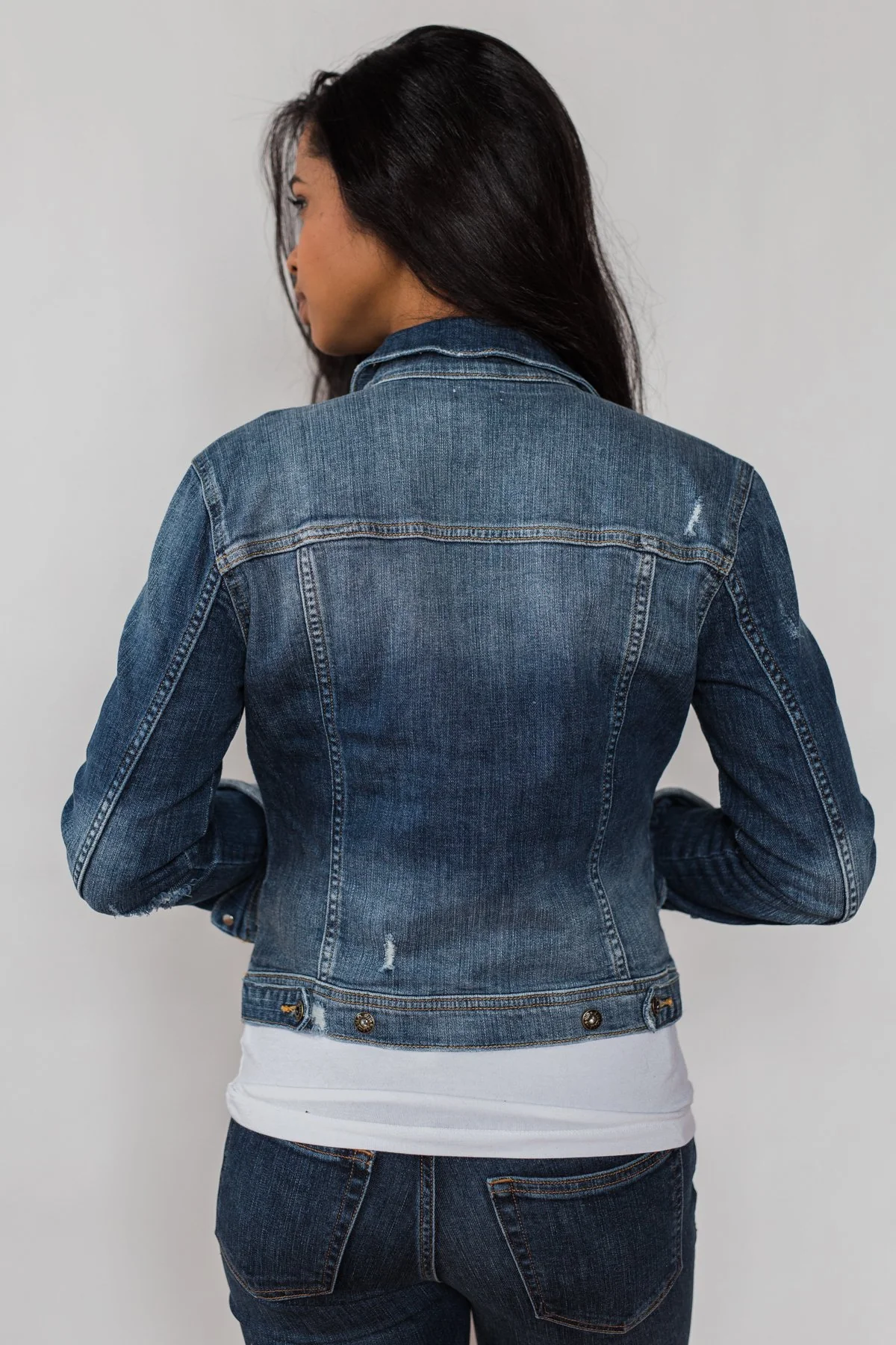 Sneak Peek Distressed Denim Jacket - Medium Wash - Image 18