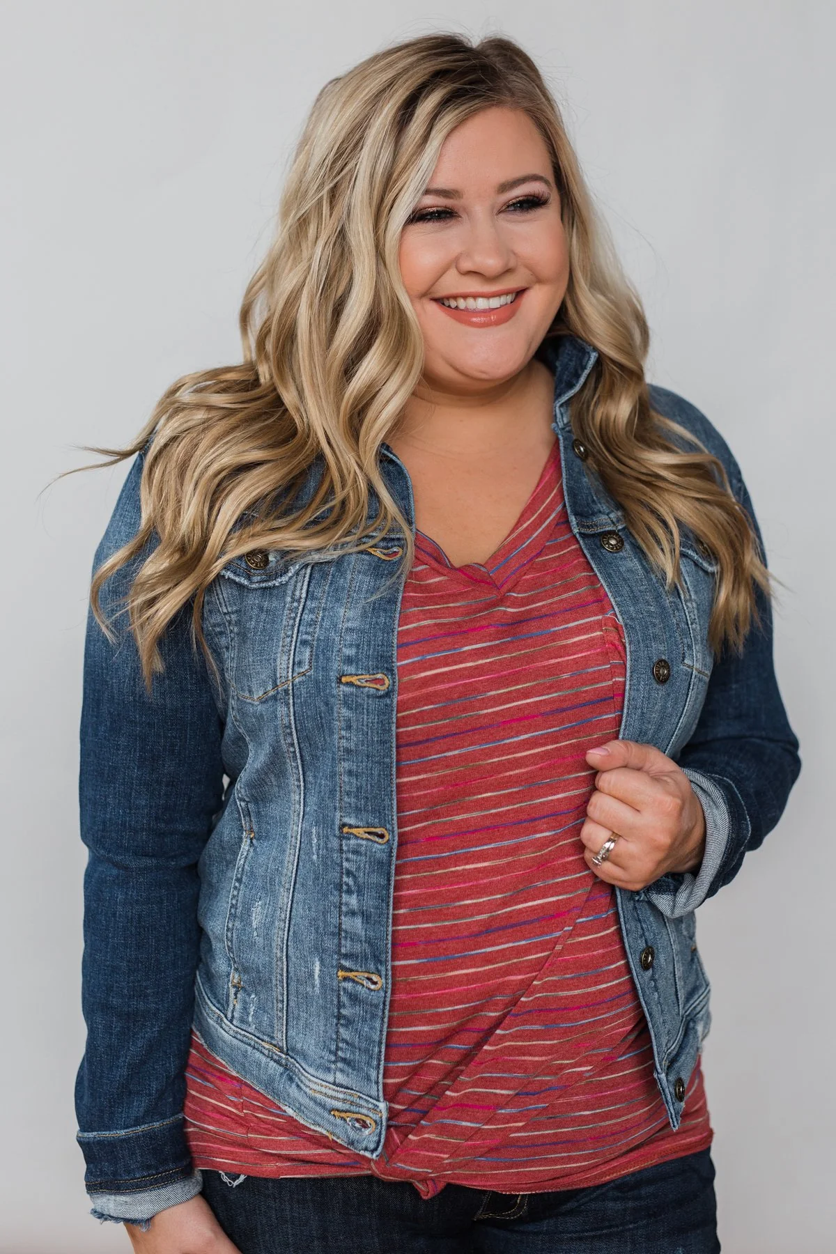Sneak Peek Distressed Denim Jacket - Medium Wash - Image 9