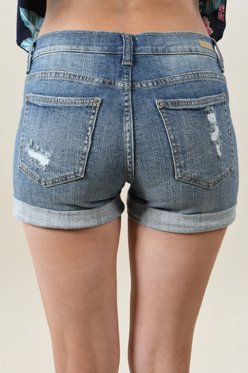 Sneak Peek Distressed Short - Medium Wash - Image 3
