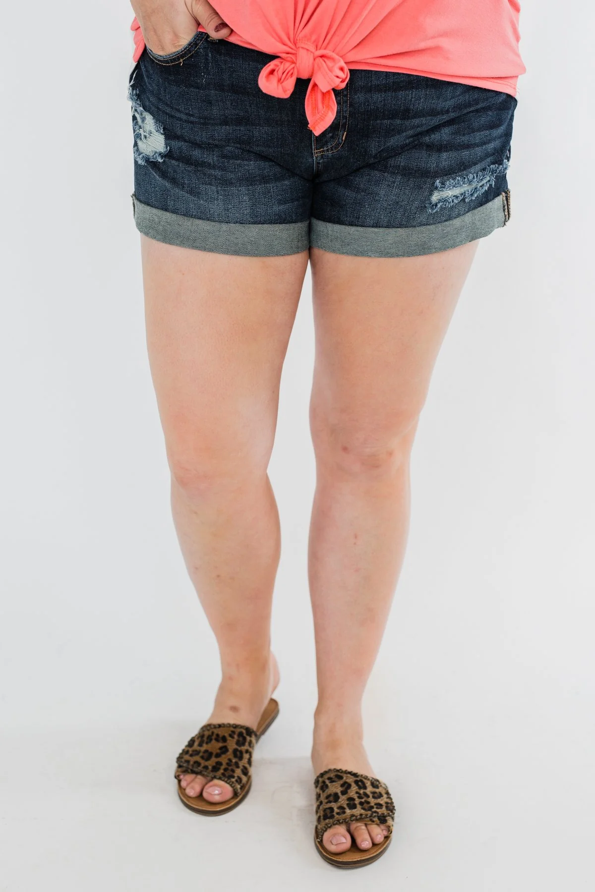 Sneak Peek Distressed Shorts- Emery Wash - Image 3