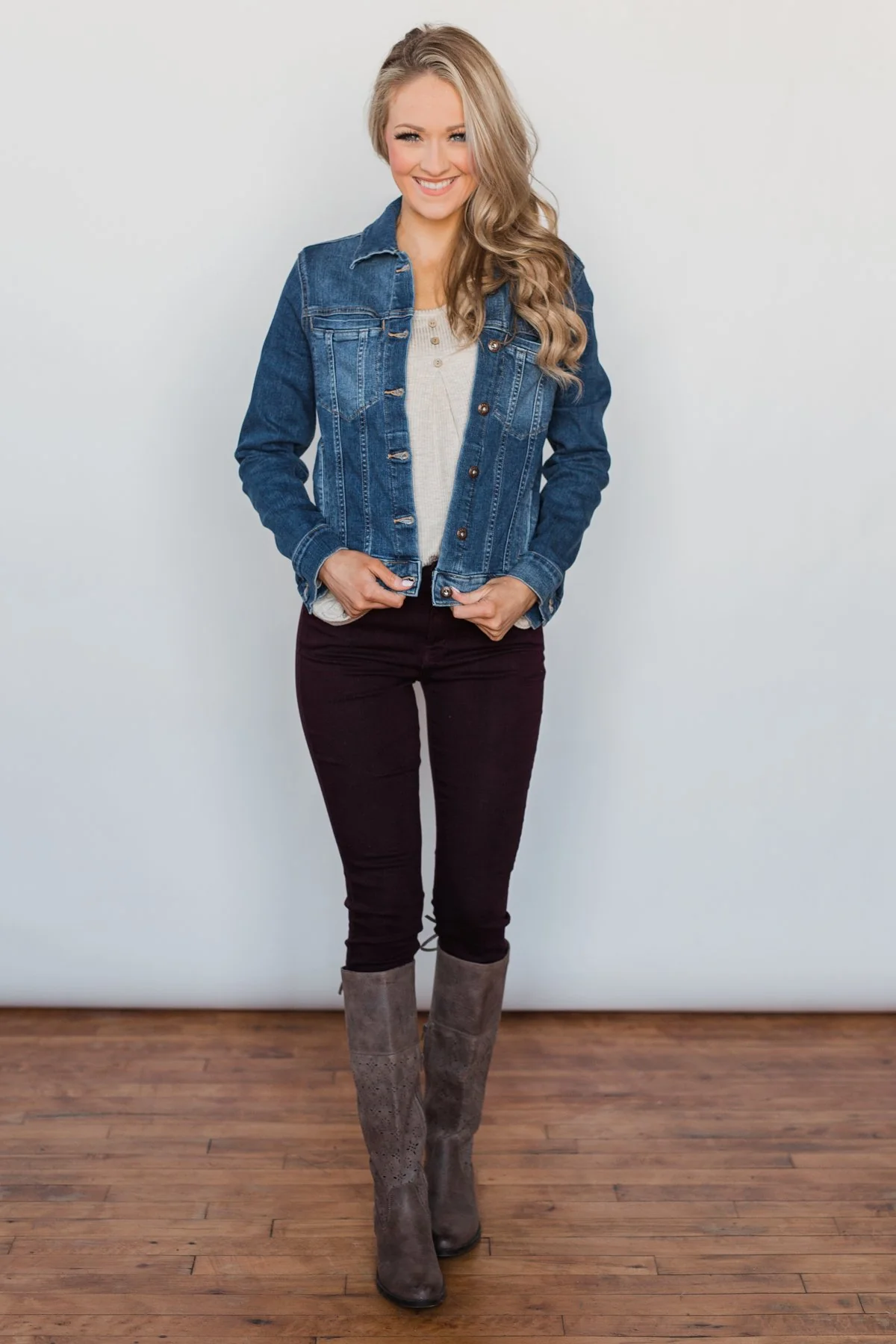 Sneak Peek Non-Distressed Jean Jacket- Medium Wash - Image 3