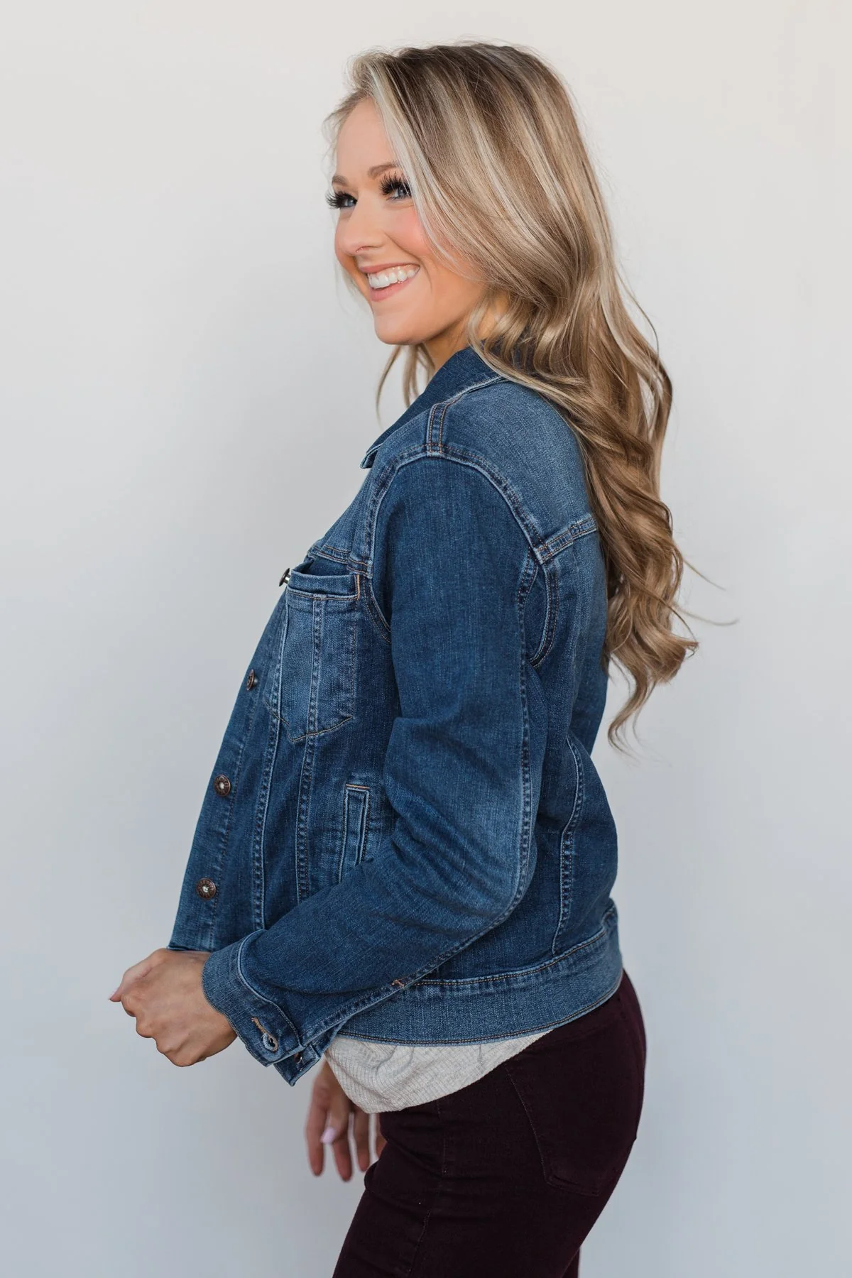 Sneak Peek Non-Distressed Jean Jacket- Medium Wash - Image 8