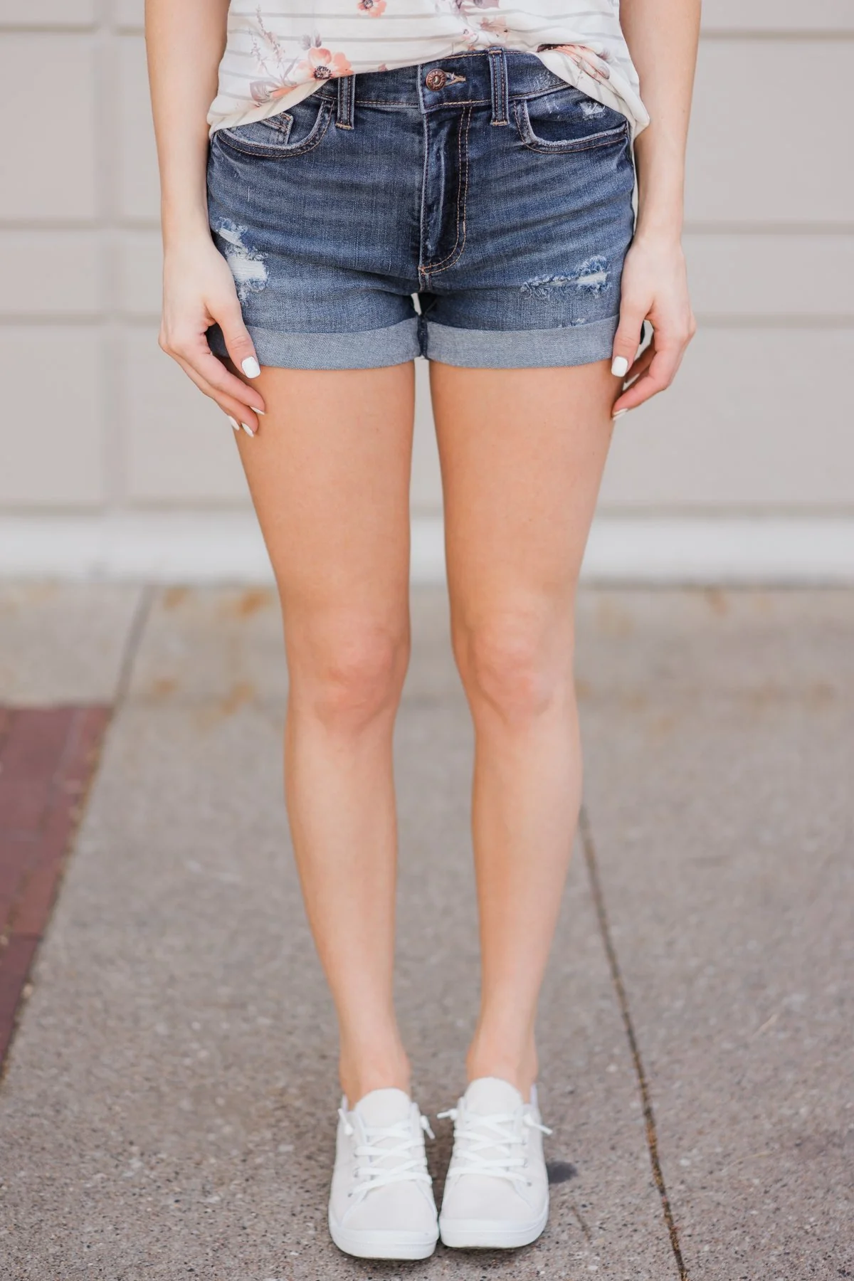 Sneak Peek Shorts- Lily Medium Light Wash
