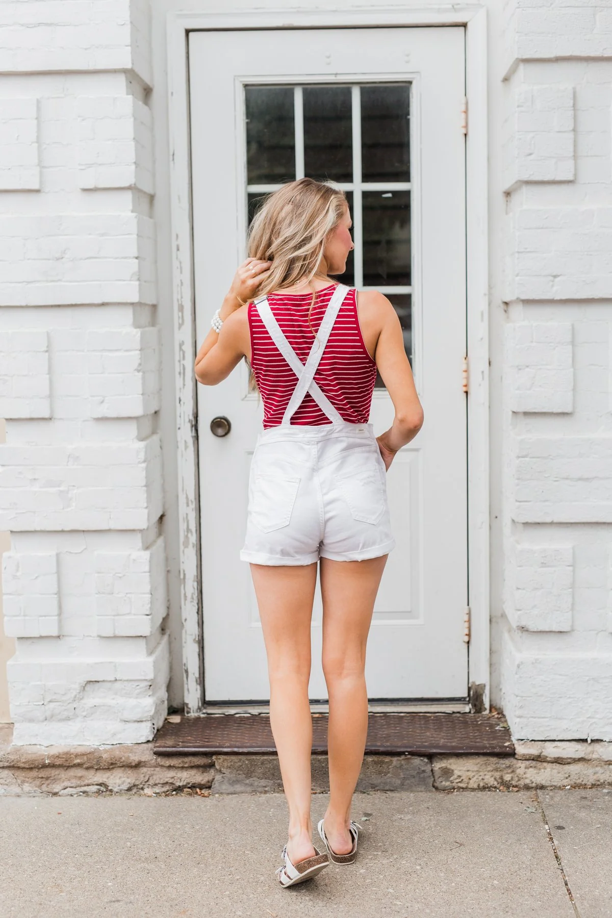Sneak Peek White Distressed Short Overalls- Natalie - Image 2