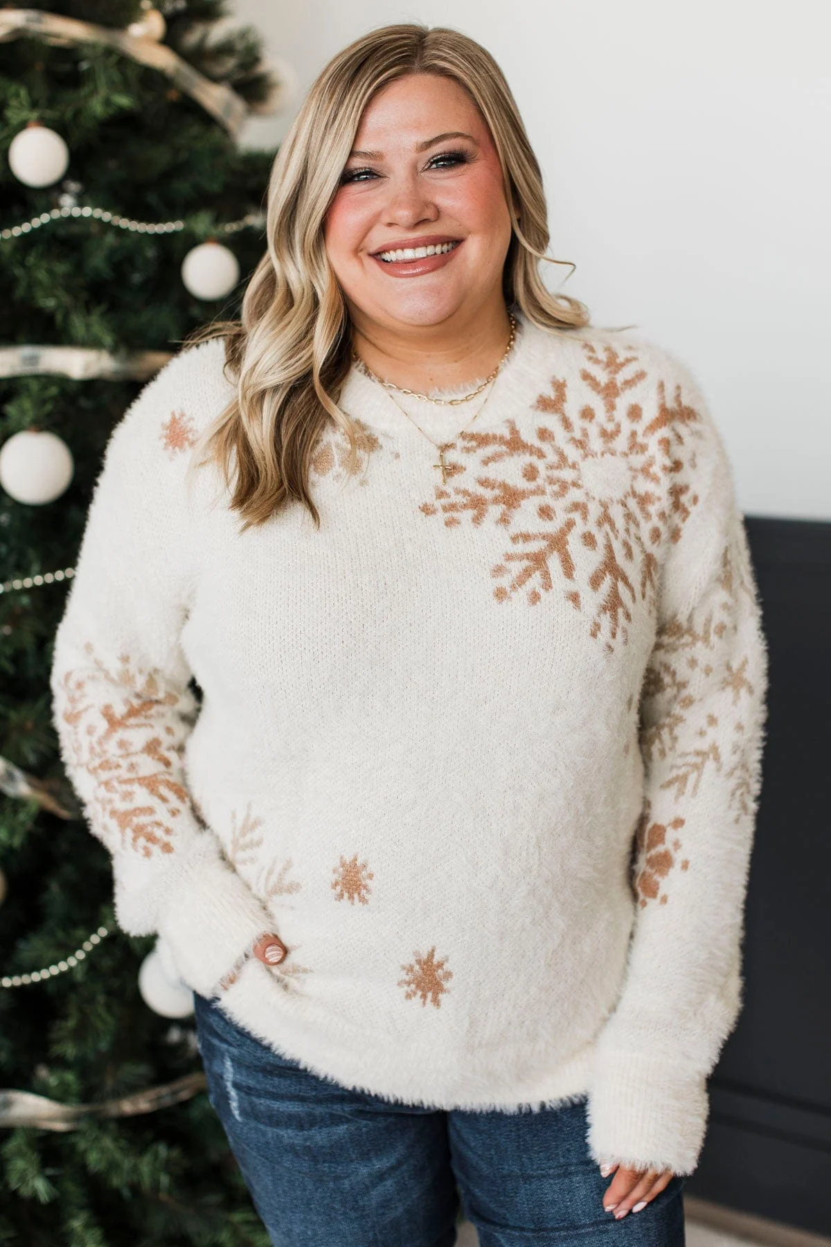 Snowed In With You Knit Sweater- Oatmeal - Image 2