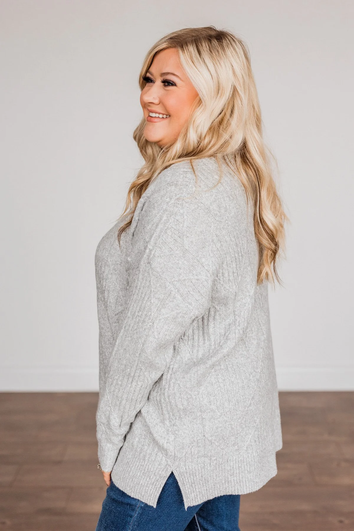 Snowflake Kisses Knit Sweater- Heather Grey - Image 10