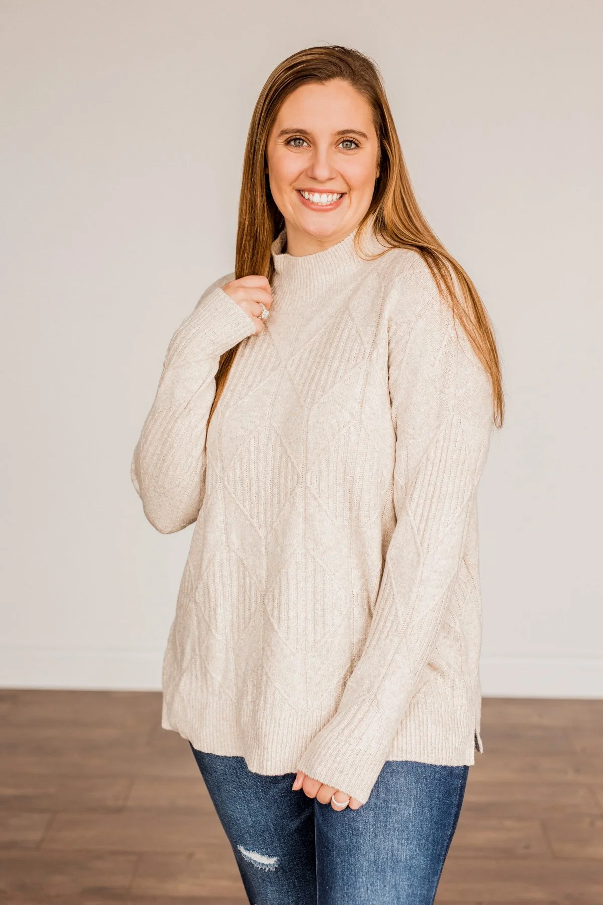 Snowflake Kisses Knit Sweater- Oatmeal - Image 11