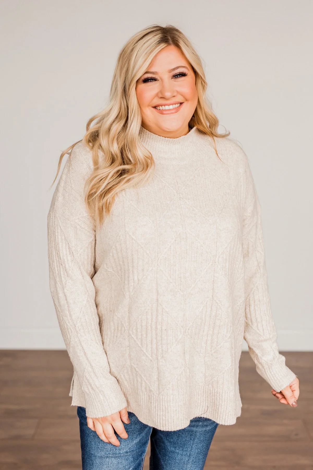 Snowflake Kisses Knit Sweater- Oatmeal - Image 16