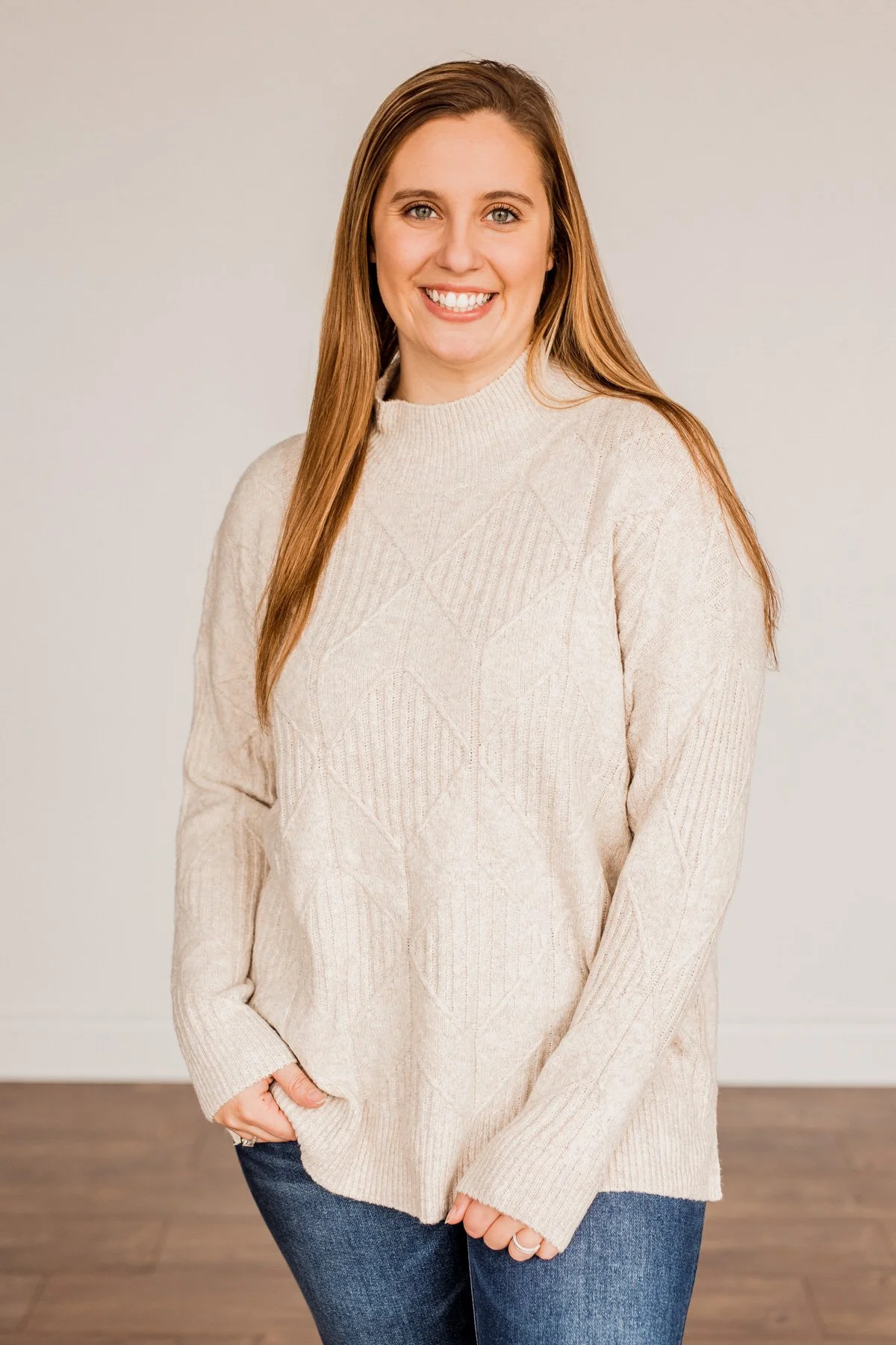 Snowflake Kisses Knit Sweater- Oatmeal - Image 3