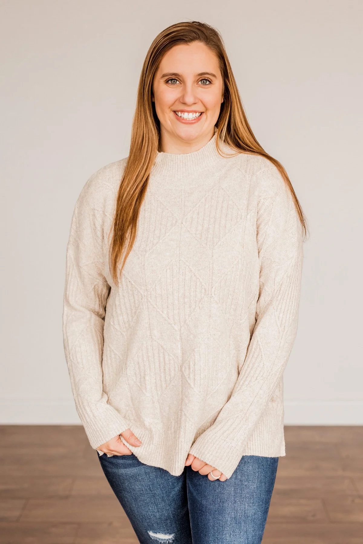 Snowflake Kisses Knit Sweater- Oatmeal - Image 7