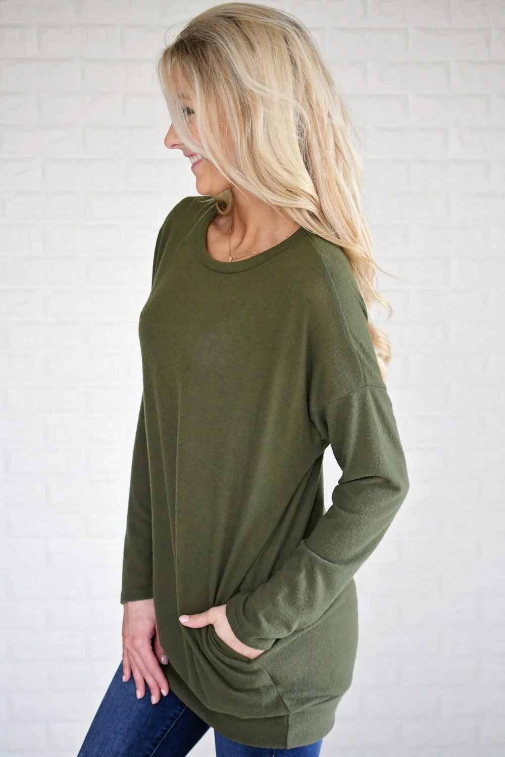 Snuggle Me Tunic Top ~ Olive - Image 4