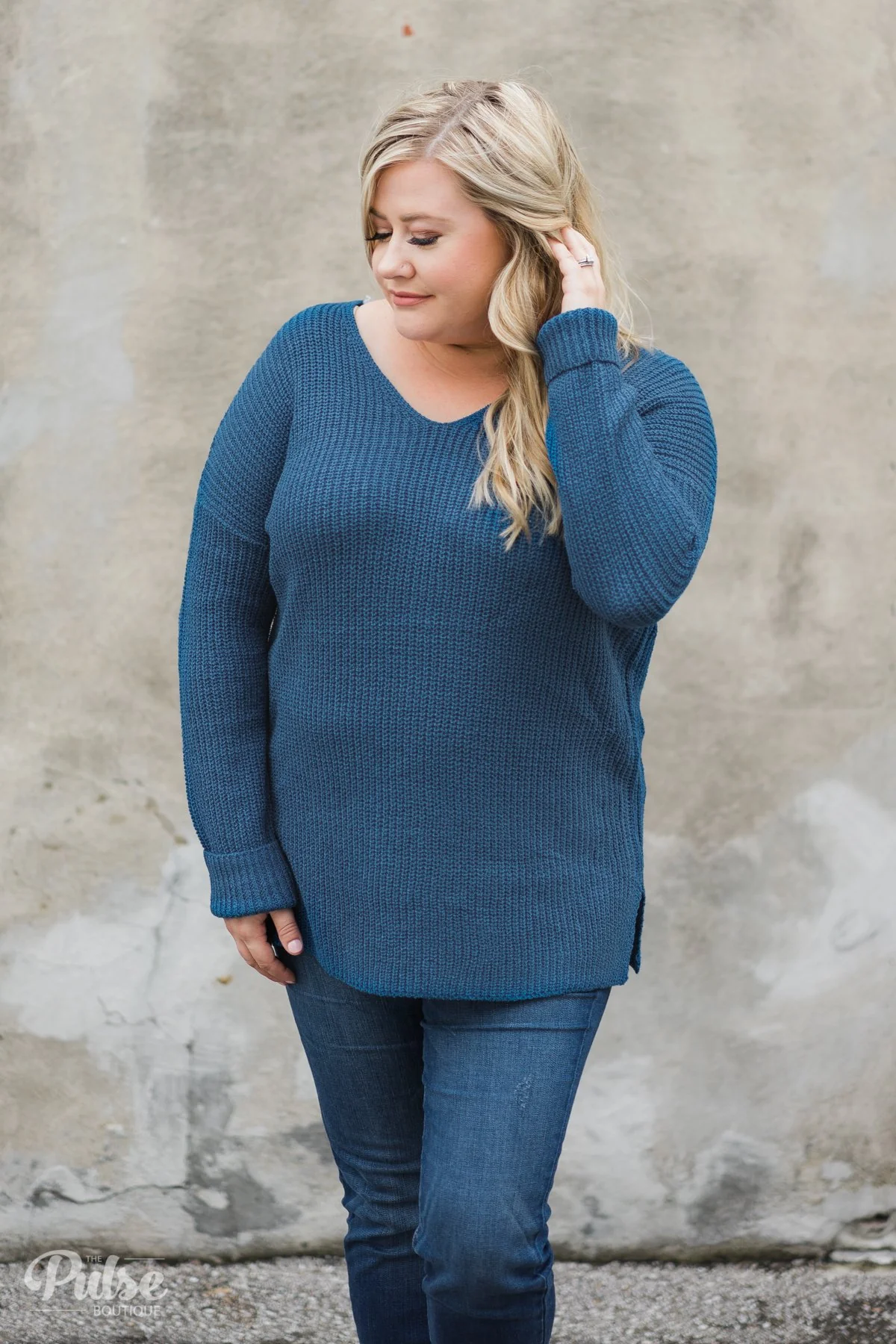 Snuggle Up Knitted Sweater- Enchanted Blue - Image 3