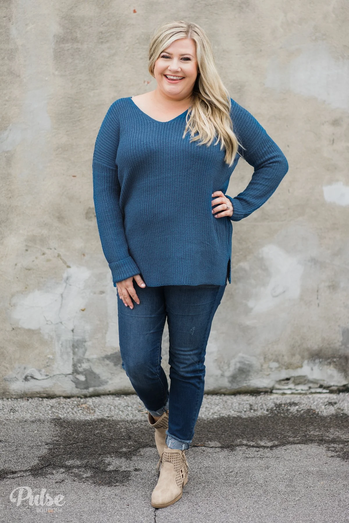 Snuggle Up Knitted Sweater- Enchanted Blue - Image 9
