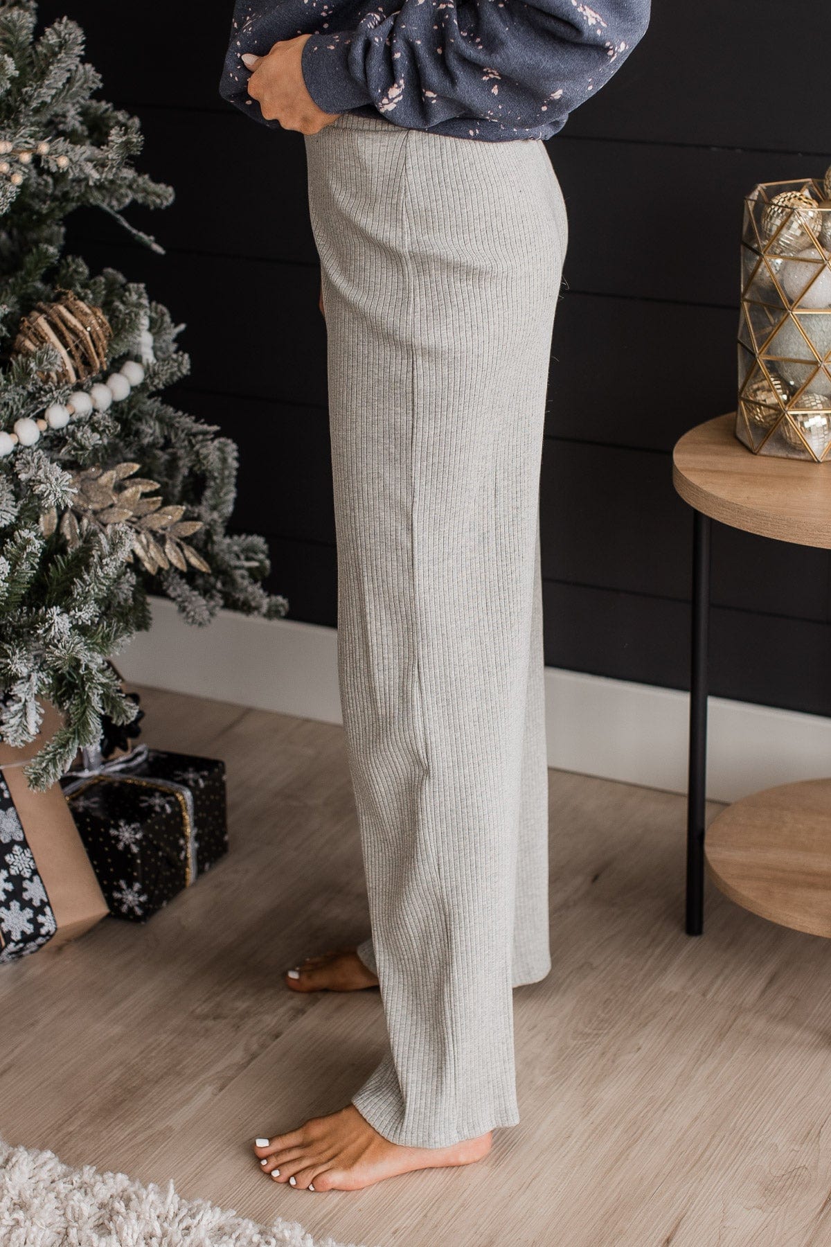 Snuggle Weather Knit Lounge Pants- Heather Grey - Image 3