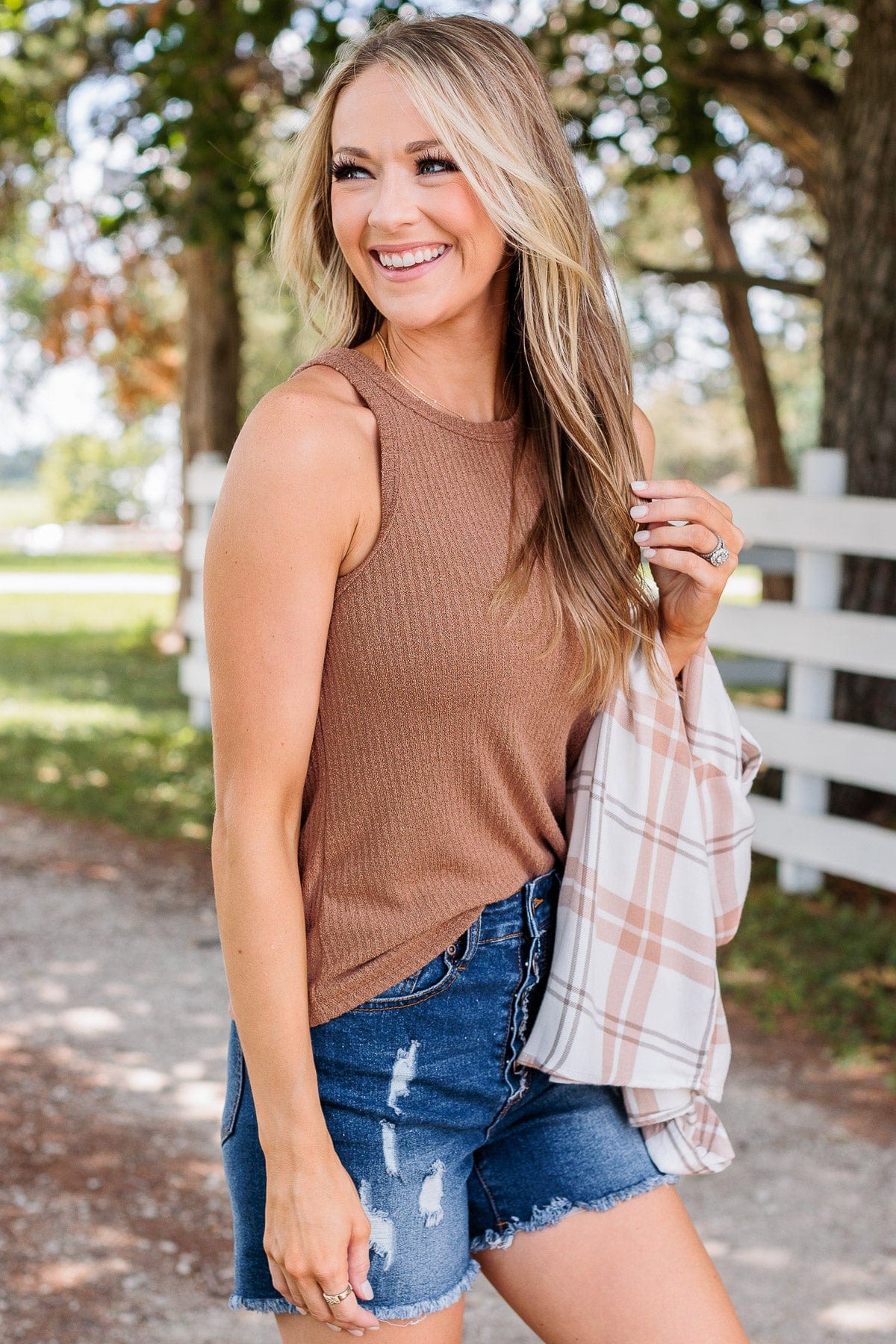 So Far So Good Knit Tank Top- Mocha - Image 5