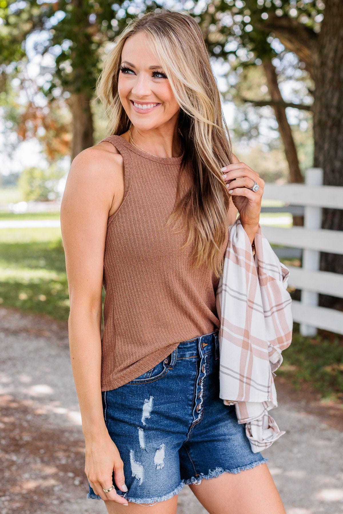 So Far So Good Knit Tank Top- Mocha - Image 7