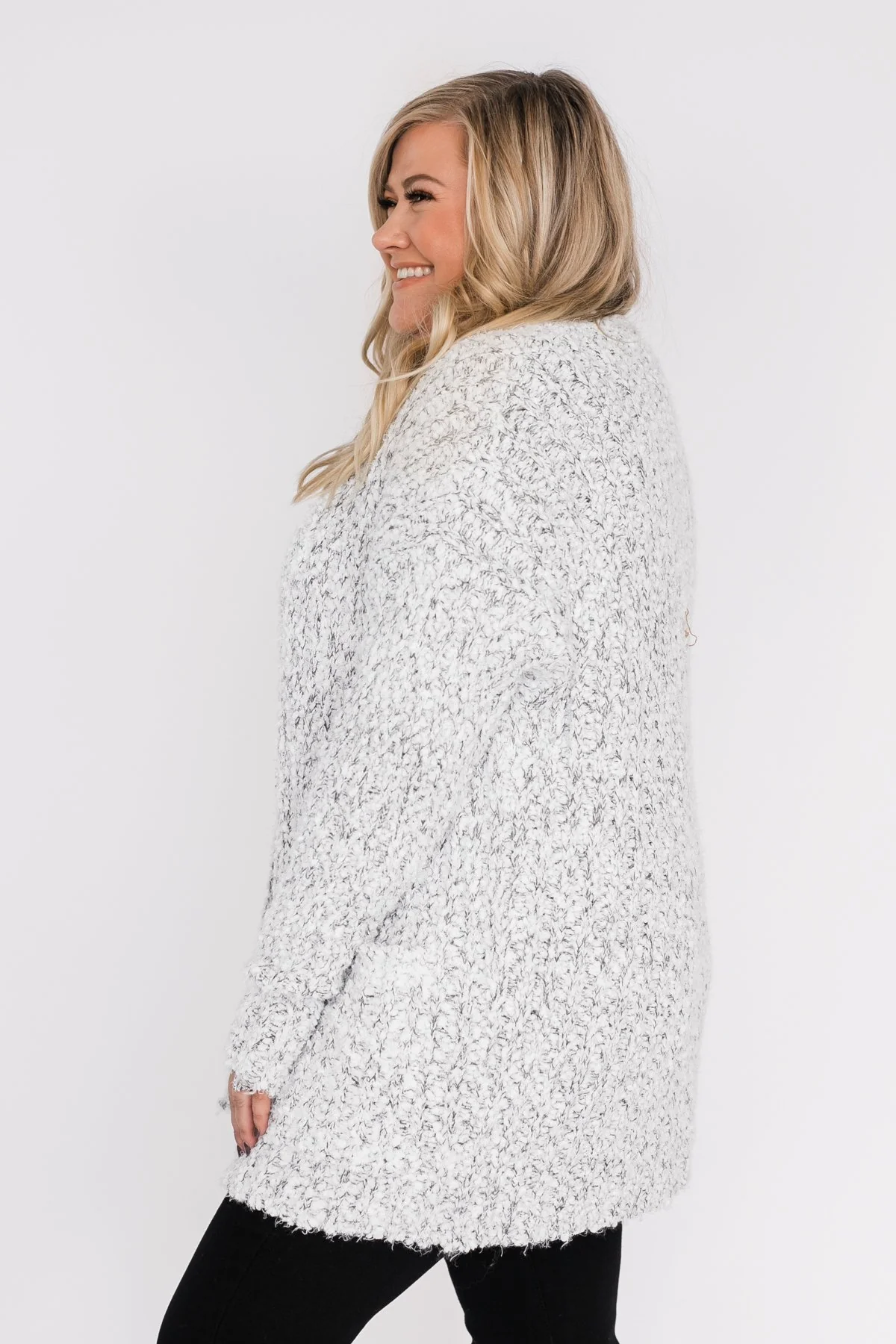 So In Love Popcorn Cardigan- Light Grey & Ivory - Image 11