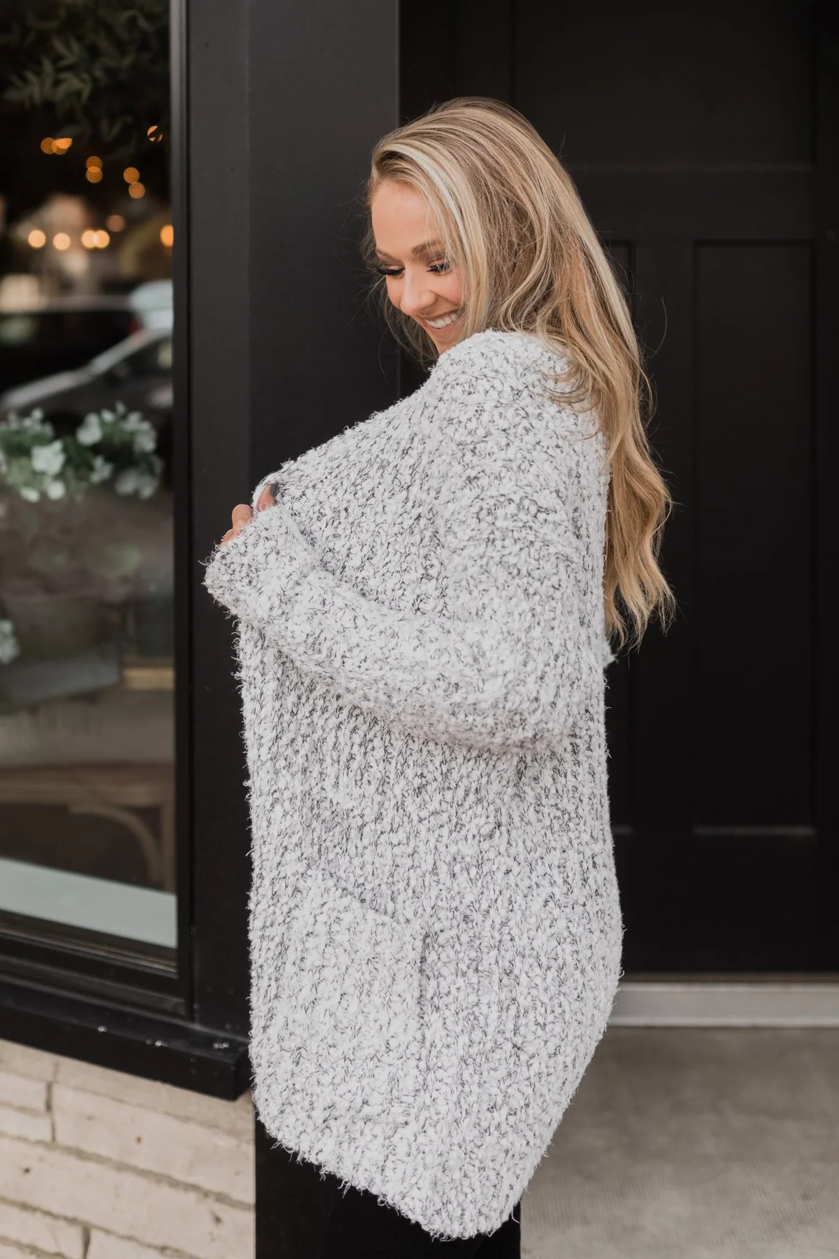 So In Love Popcorn Cardigan- Light Grey & Ivory - Image 12