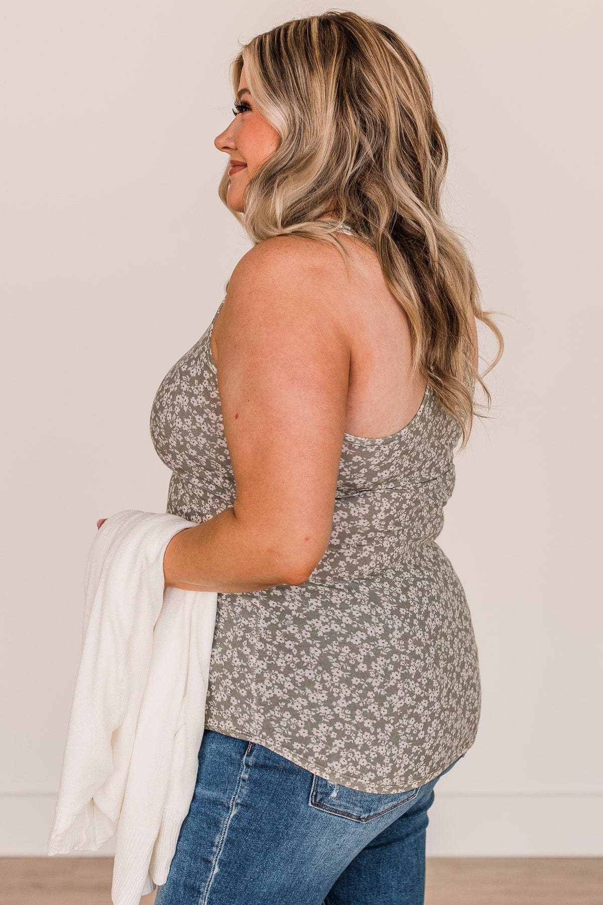 So Into You Floral Tank- Dusty Sage - Image 6