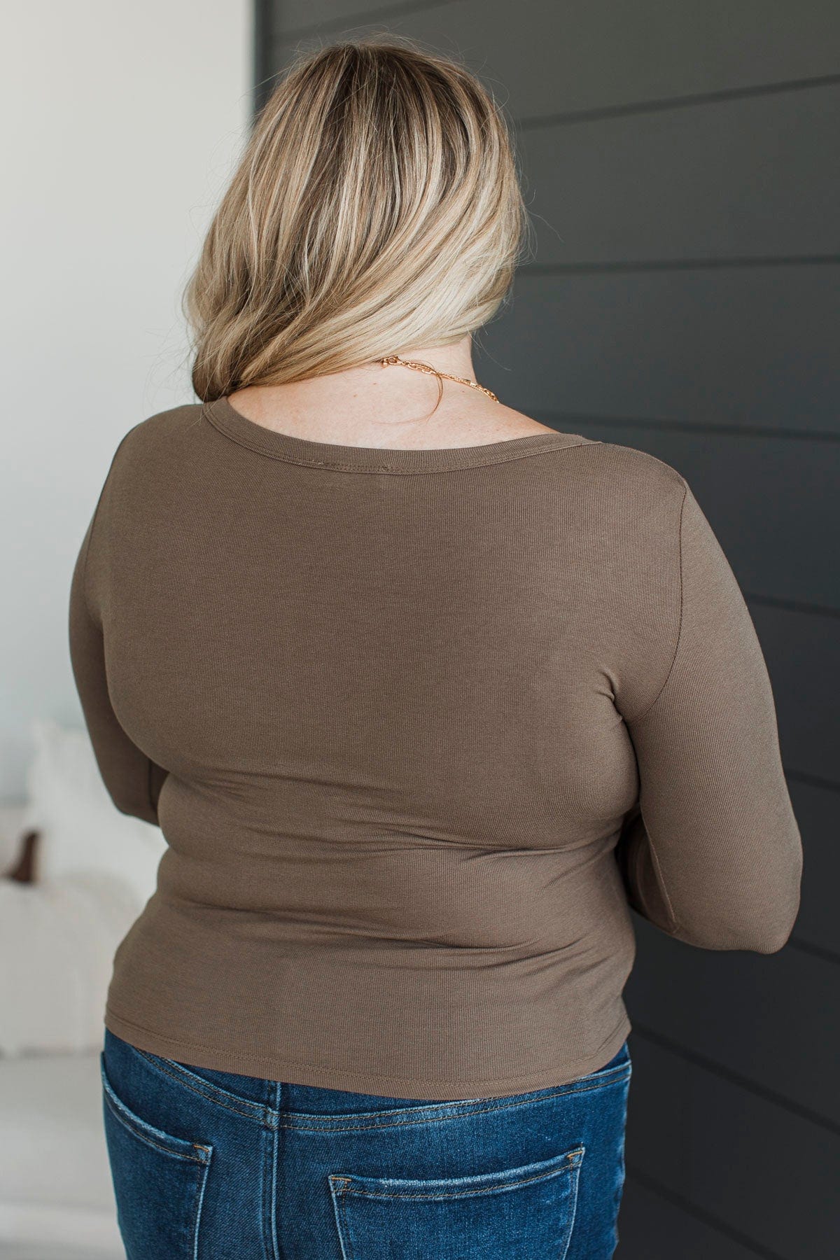 So It Goes Long Sleeve Top- Dark Mocha - Image 7