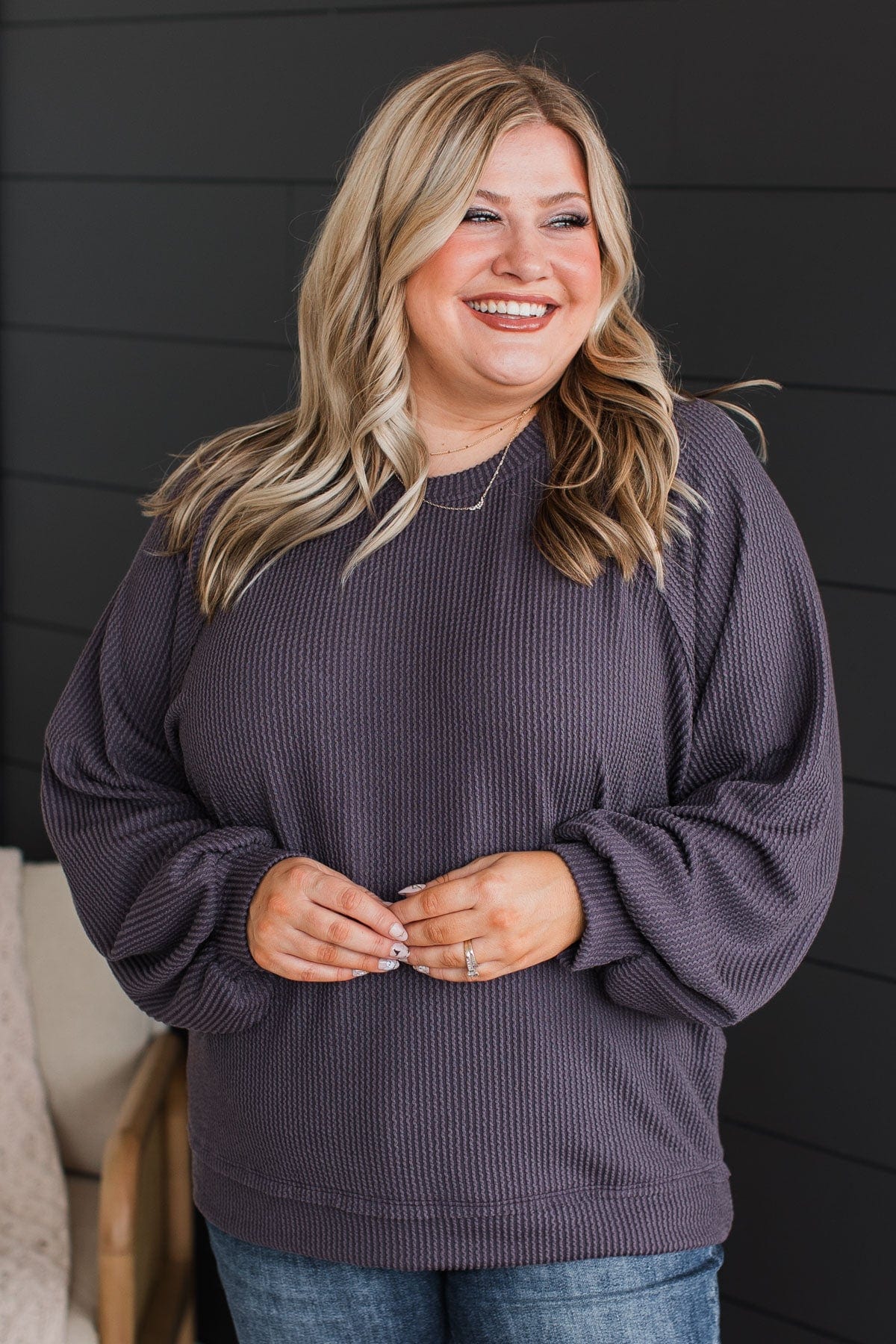 So It Seems Ribbed Knit Top- Dusty Purple - Image 2