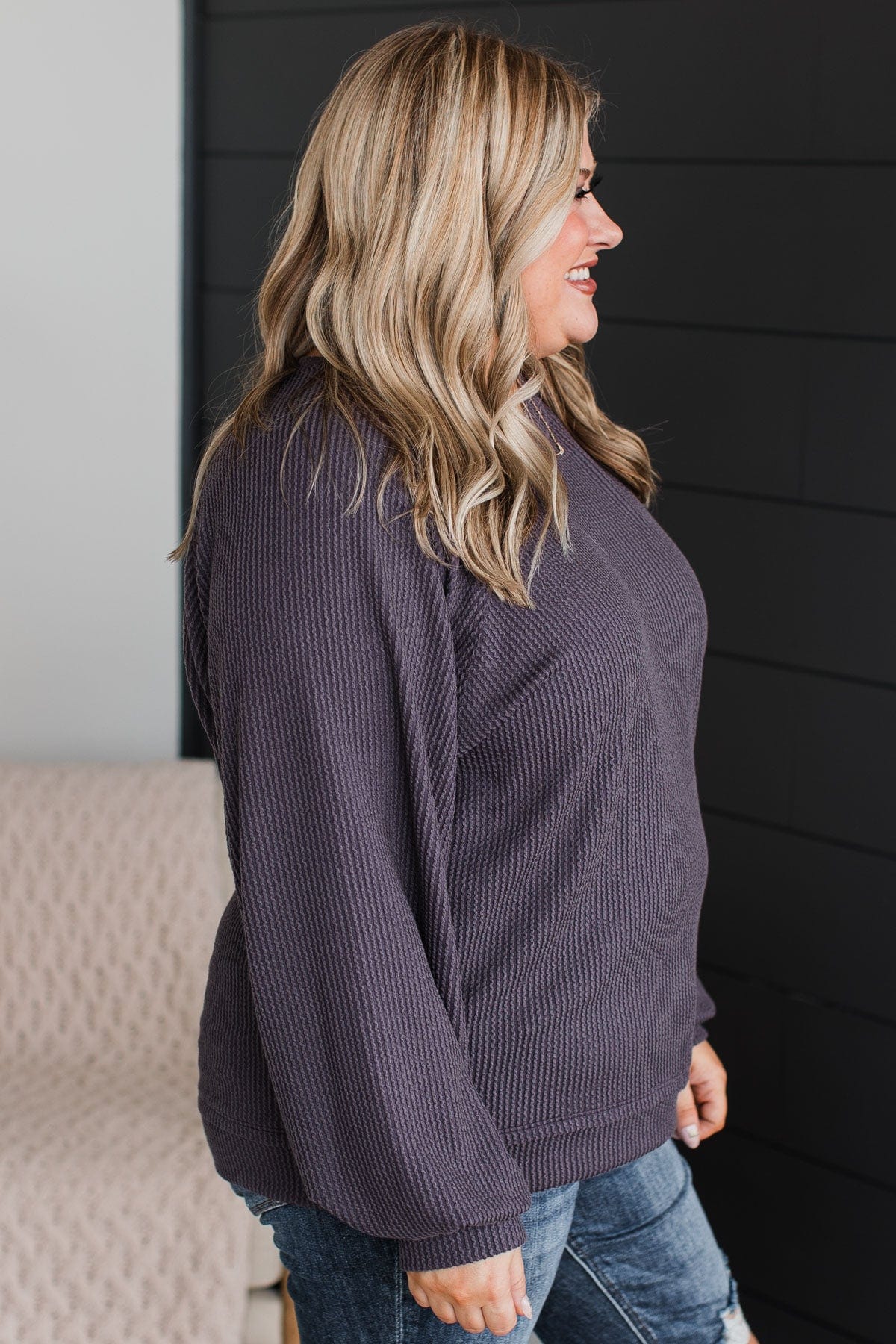 So It Seems Ribbed Knit Top- Dusty Purple - Image 5